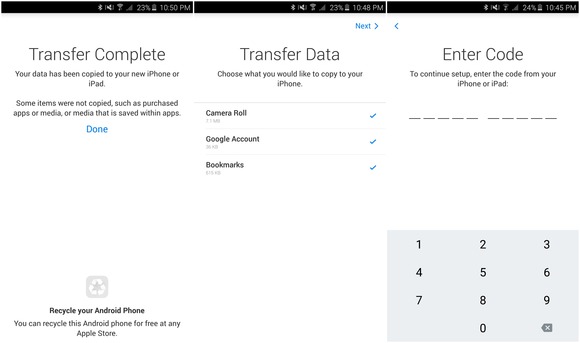 Android transfer - Apple