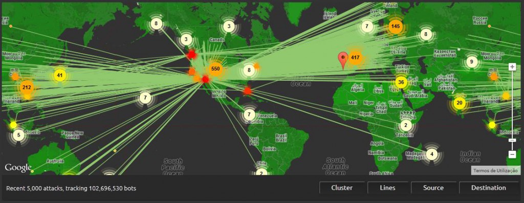 Global map of DDoS attacks - Akamai